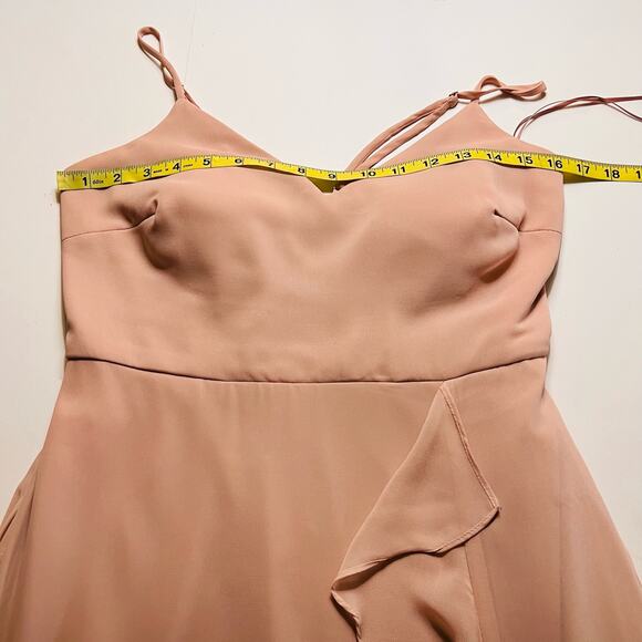 Birdy Grey Theresa Ruffle Trim Spagetti Strap Maxi Dress Size S Small Taupe - Picture 7 of 11